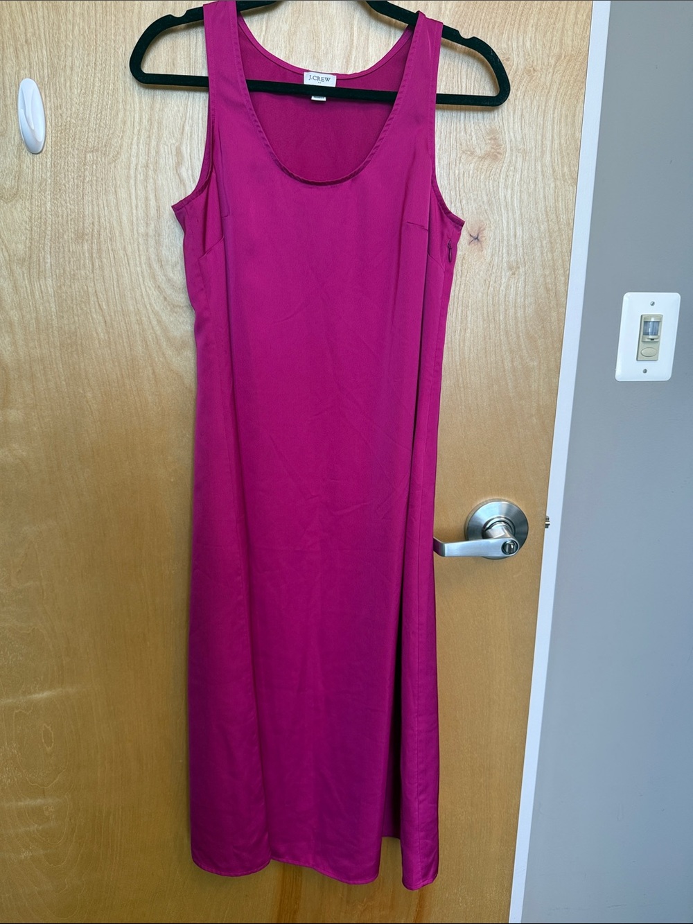 J. Crew Sleeveless Midi Slip Dress in Bright Fuchsia
